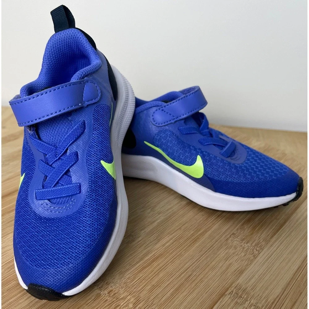 00459 - Kids Nike Revolution Ultramarine/Lime Sneakers‎ Toddler Size 9C